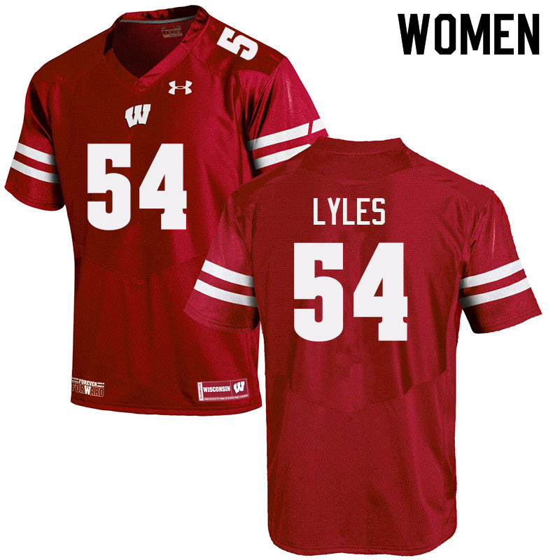 Women #54 Kayden Lyles Wisconsin Badgers College Football Jerseys Sale-Red